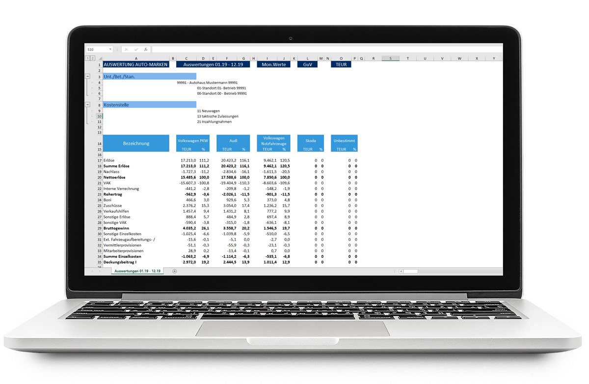 Laptop mit geöffneter PlanApp Auswertung